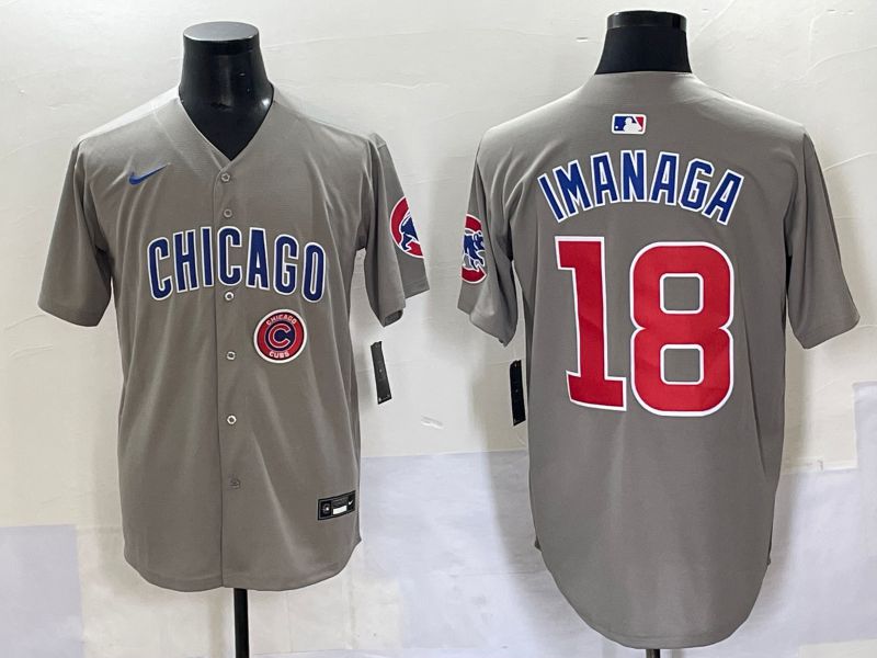 Men 2025 Chicago Cubs #18 Imanaga Grey Game Nike MLB Jersey style 70314->chicago cubs->MLB Jersey